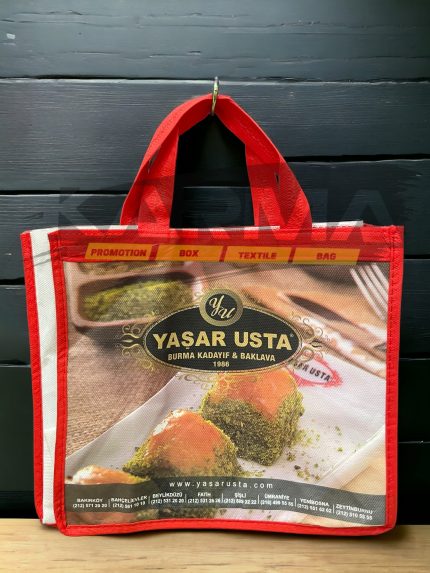Nonwoven Kırmızı Dikişli Baklava - Tatlı Çantası